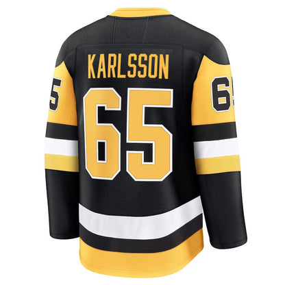 P.Penguins #65 Erik Karlsson Fanatics Home Premium Jersey - Black Stitched American Hockey Jerseys CROVYIE