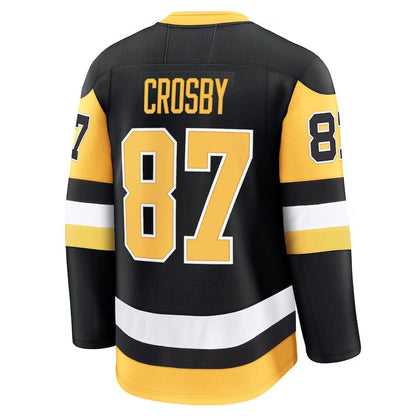 P.Penguins #87 Sidney Crosby Fanatics Home Premium Jersey - Black Stitched American Hockey Jerseys CROVYIE