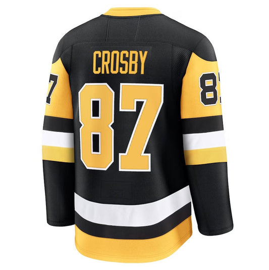 P.Penguins #87 Sidney Crosby Fanatics Home Premium Jersey - Black Stitched American Hockey Jerseys CROVYIE