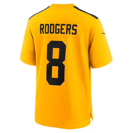 P.Steelers #8 Aaron Rodgers Gold Alternate 1933 Throwback Game Stitched American Football Jerseys