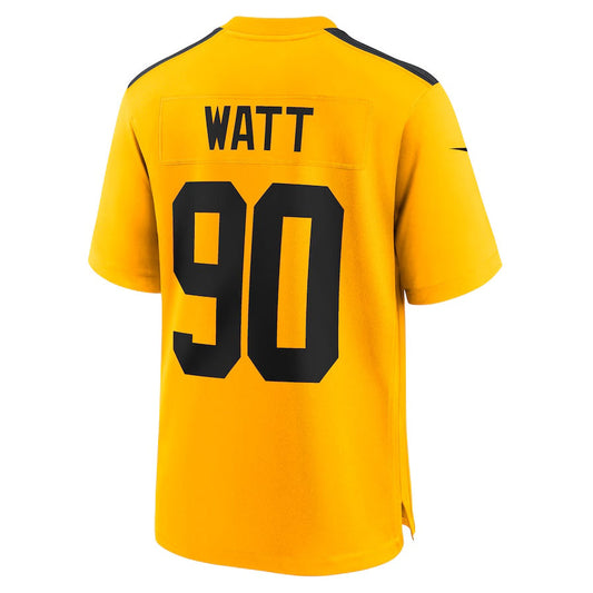 P.Steelers #90 T.J. Watt Gold Alternate 1933 Throwback Game Stitched American Football Jerseys