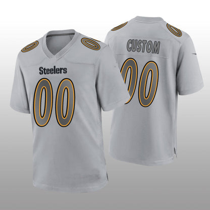 Custom P.Steelers Gray Atmosphere Game Jersey Stitched American Football Jerseys