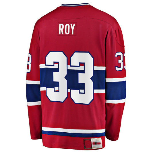 M.Canadiens #33 Patrick Roy Fanatics Branded Premier Breakaway Retired Player Jersey Red Stitched American Hockey Jerseys CROVYIE