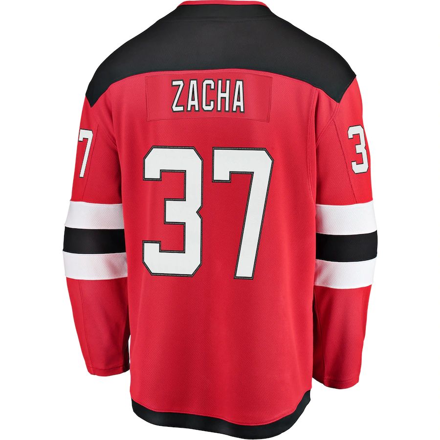 NJ.Devils #37 Pavel Zacha Fanatics Branded Home Breakaway Player Jersey Red Stitched American Hockey Jerseys CROVYIE