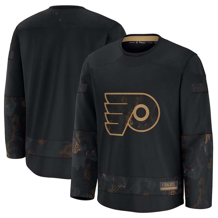 P.Flyers Fanatics 2024 Military Appreciation Practice Jersey - Black Stitched American Hockey Jerseys CROVYIE