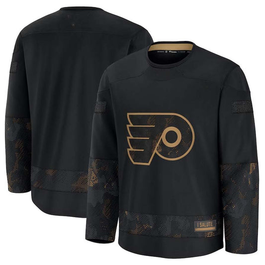 P.Flyers Fanatics 2024 Military Appreciation Practice Jersey - Black Stitched American Hockey Jerseys CROVYIE