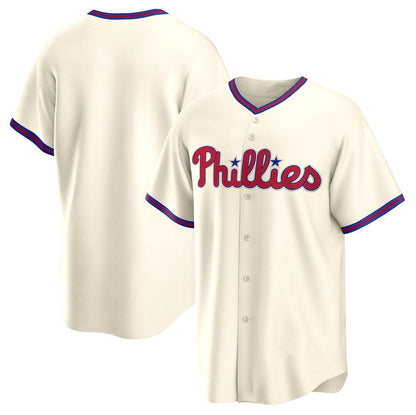 Philadelphia Phillies Alternate Replica Team Jersey - Cream Stitched Baseball Jersey