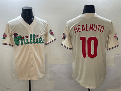Philadelphia Phillies #10 J.T. Realmuto Cream Phanatic Limited Stitched Baseball Jersey
