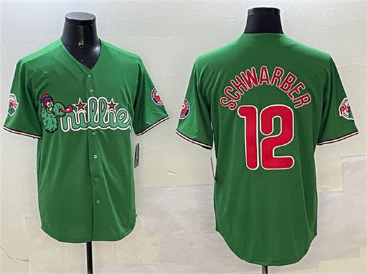 Philadelphia Phillies #12 Kyle Schwarber Green Phanatic Limited Stitched Baseball Jersey
