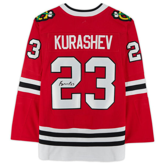 C.Blackhawks #23 Philipp Kurashev Fanatics Authentic Autographed Jersey Red Stitched American Hockey Jerseys CROVYIE