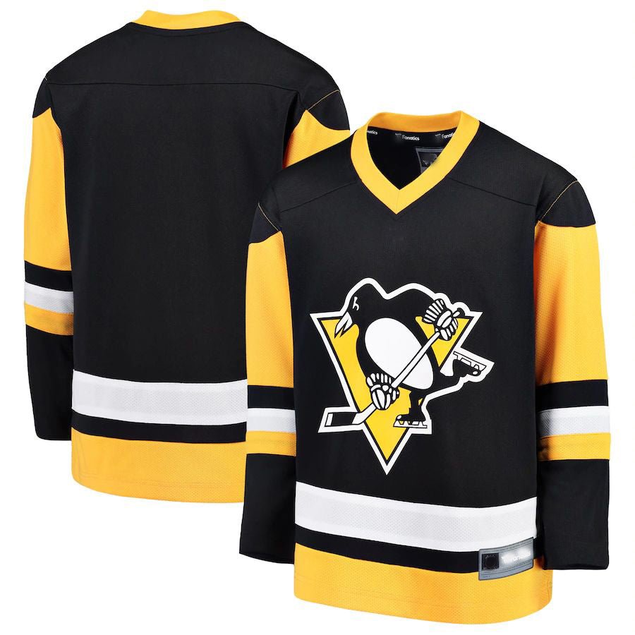 P.Penguins Fanatics Branded Home Replica Jersey Black Stitched American Hockey Jerseys CROVYIE