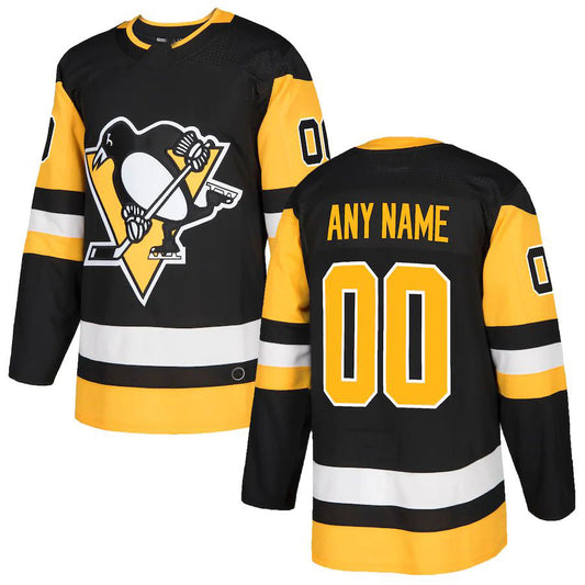 Custom P.Penguins Authentic Jersey Black Stitched American Hockey Jerseys CROVYIE