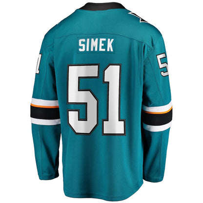 SJ.Sharks #51 Radim Simek Fanatics Branded Home Breakaway Player Jersey Teal Stitched American Hockey Jerseys CROVYIE