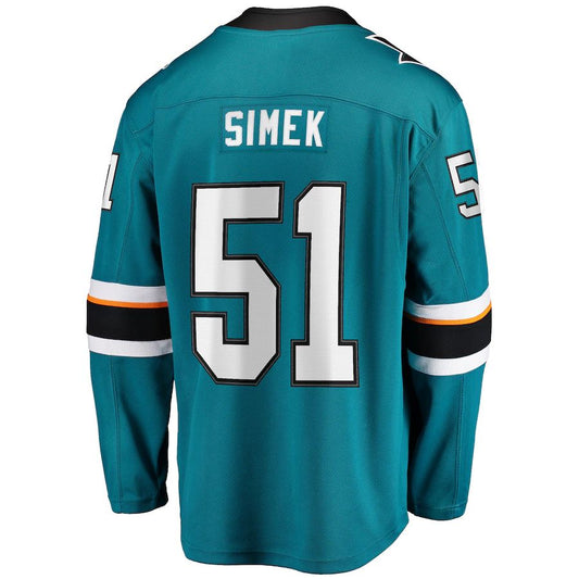 SJ.Sharks #51 Radim Simek Fanatics Branded Home Breakaway Player Jersey Teal Stitched American Hockey Jerseys CROVYIE