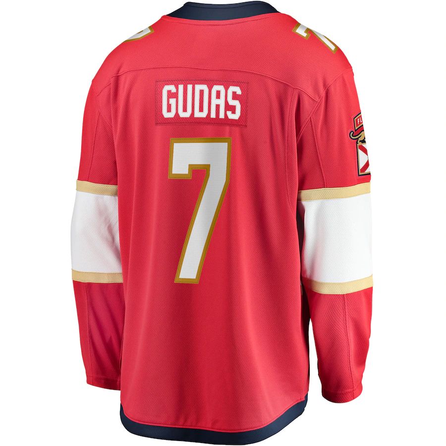 F.Panthers #7 Radko Gudas Fanatics Branded Home Breakaway Jersey Red Stitched American Hockey Jerseys CROVYIE