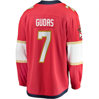 F.Panthers #7 Radko Gudas Fanatics Branded Home Breakaway Jersey Red Stitched American Hockey Jerseys CROVYIE