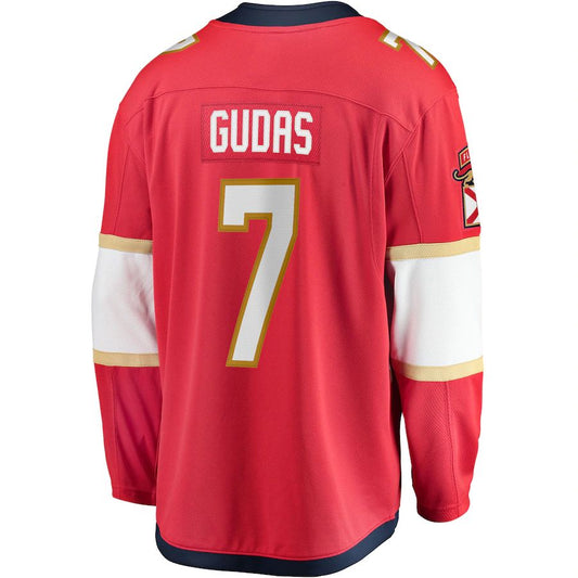 F.Panthers #7 Radko Gudas Fanatics Branded Home Breakaway Jersey Red Stitched American Hockey Jerseys CROVYIE