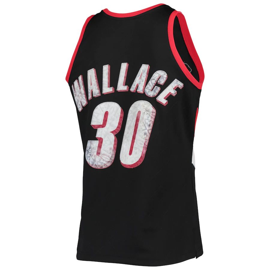 P.Trail Blazers #30 Rasheed Wallace Mitchell & Ness 1996-97 Hardwood Classics  75th Anniversary Diamond Swingman Jersey Icon Edition Black Stitched American Basketball Jersey