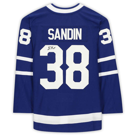 T.Maple Leafs #38 Rasmus Sandin Fanatics Authentic Autographed Blue Stitched American Hockey Jerseys CROVYIE
