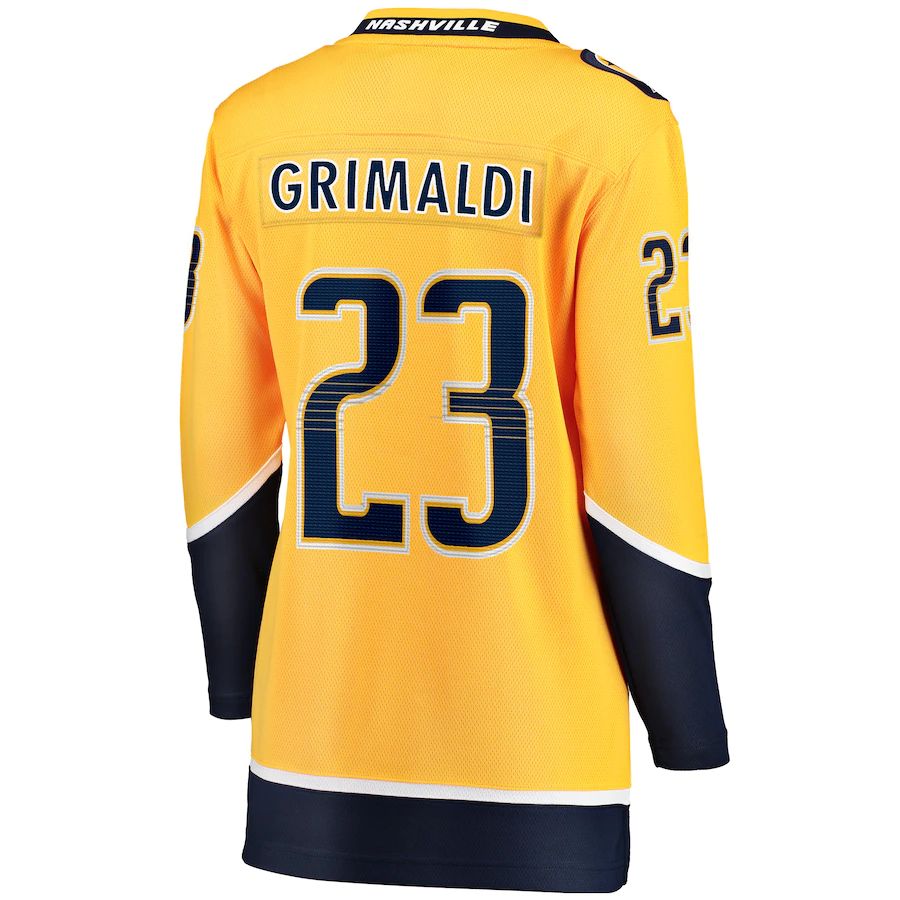 N.Predators #23 Rocco Grimaldi Fanatics Branded Home Breakaway Player Jersey Gold Stitched American Hockey Jerseys CROVYIE