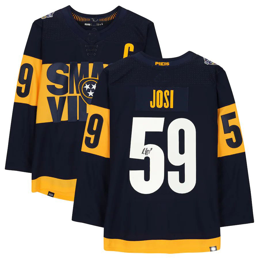 N.Predators #59 Roman Josi Fanatics Authentic Autographed 2022 Stadium Series Jersey Navy Stitched American Hockey Jerseys CROVYIE