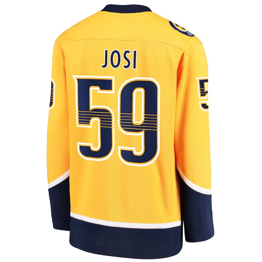 N.Predators #59 Roman Josi Fanatics Branded Home Replica Player Jersey Gold Stitched American Hockey Jerseys CROVYIE