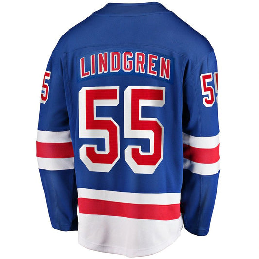 NY.Rangers #55 Ryan Lindgren Fanatics Branded 2017-18 Home Breakaway Replica Jersey  Blue Stitched American Hockey Jerseys CROVYIE