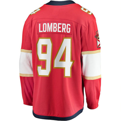 F.Panthers #94 Ryan Lomberg Fanatics Branded Home Breakaway Player Jersey Red Stitched American Hockey Jerseys CROVYIE