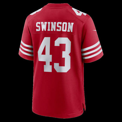 SF.49ers #43 Messiah Swinson Scarlet Team Game Stitched American Football Jerseys