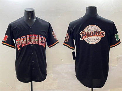 San Diego Padres Team Big Logo Black Mexico Cool Base Stitched Baseball Jersey