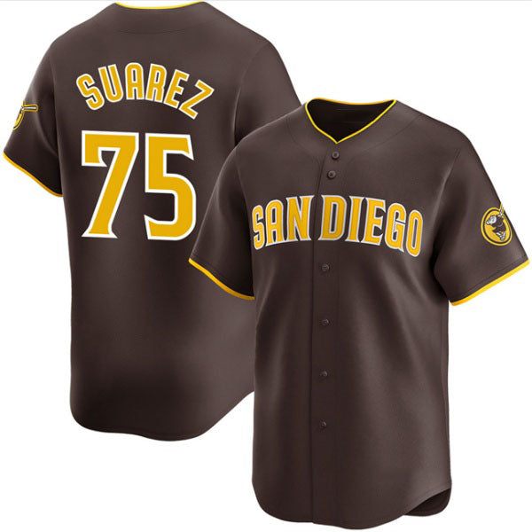 San Diego Padres #75 Robert Suarez Brown 2024 Away Limited Stitched Baseball Jersey
