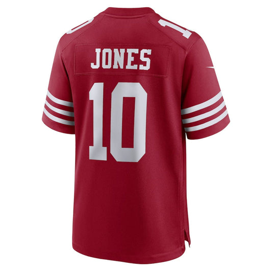 SF.49ers #10 Mac Jones Scarlet Team Game American Football Jerseys