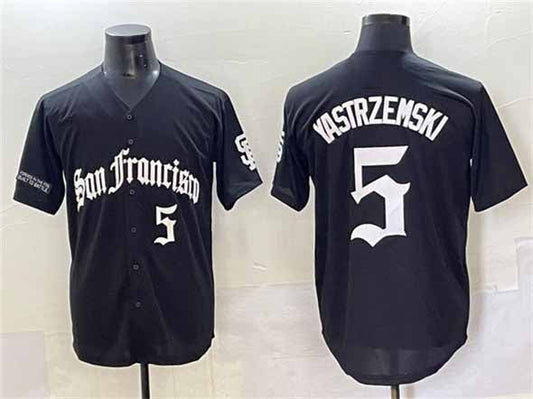 San Francisco Giants #5 Mike Yastrzemski Black 'Gothic Fog Edition' Vapor Premier Limited Stitched Baseball Jersey