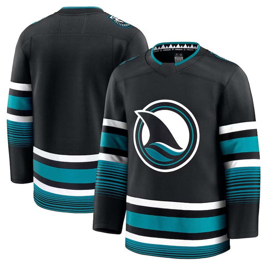 SJ.Sharks Fanatics Alternate Premium Jersey - Black Stitched American Hockey Jerseys CROVYIE