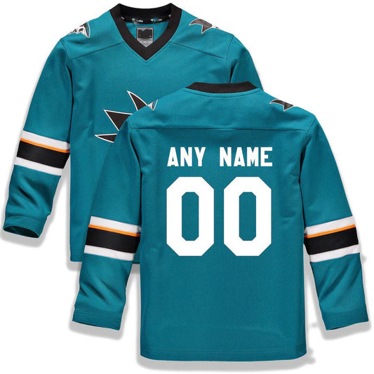 Custom SJ.Sharks Fanatics Branded Home Replica Custom Jersey Teal Stitched American Hockey Jerseys CROVYIE