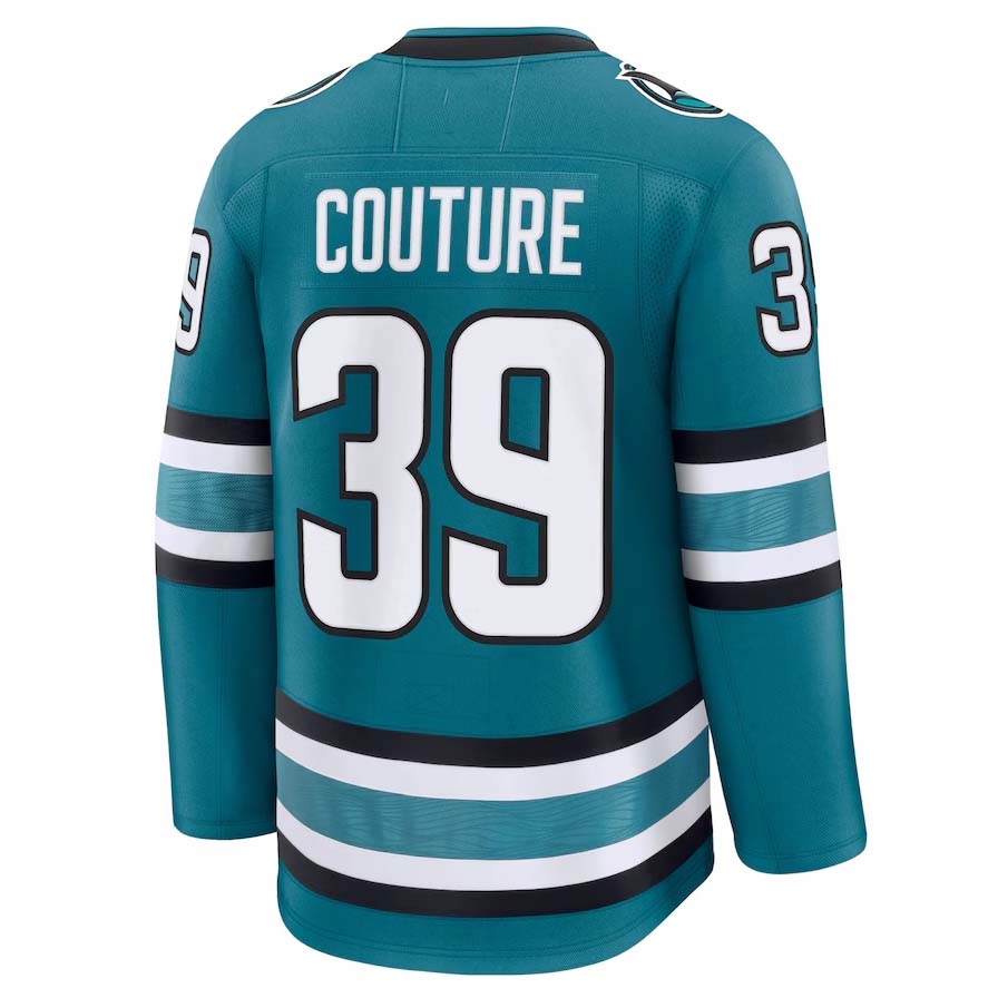 SJ.Sharks #39 Logan Couture Fanatics Home Premium Jersey - Teal Stitched American Hockey Jerseys CROVYIE