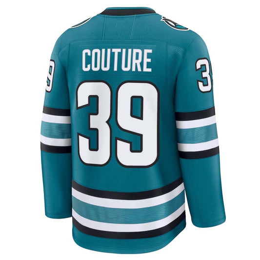 SJ.Sharks #39 Logan Couture Fanatics Home Premium Jersey - Teal Stitched American Hockey Jerseys CROVYIE