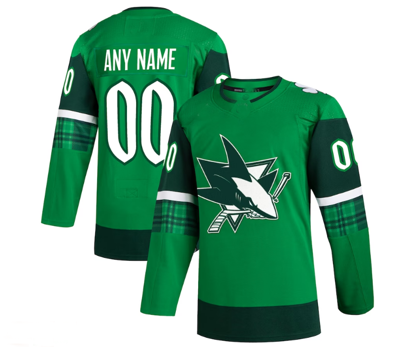 Custom S.Jose Sharks 2023 St. Patrick's Day Primegreen Authentic Jersey - Kelly Green Stitched American Hockey Jerseys CROVYIE
