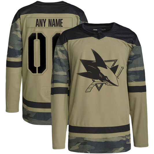 Custom SJ.Sharks Military Appreciation Team Authentic Practice Jersey Camo Stitched American Hockey Jerseys CROVYIE