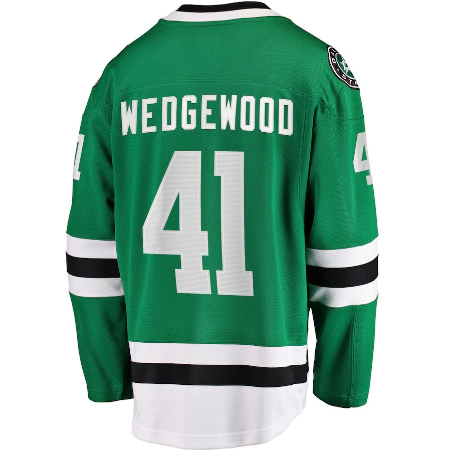D.Stars #41 Scott Wedgewood Fanatics Branded Home Breakaway Player Jersey Kelly Green Stitched American Hockey Jerseys CROVYIE