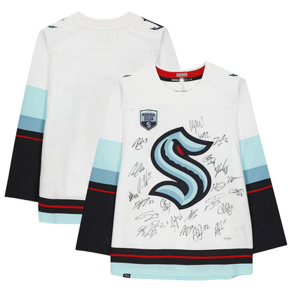 S.Kraken Fanatics Authentic Multi-Signed with Inaugural Season Jersey Patch with Multiple Signatures Limited Edition of 50 White Stitched American Hockey Jerseys CROVYIE