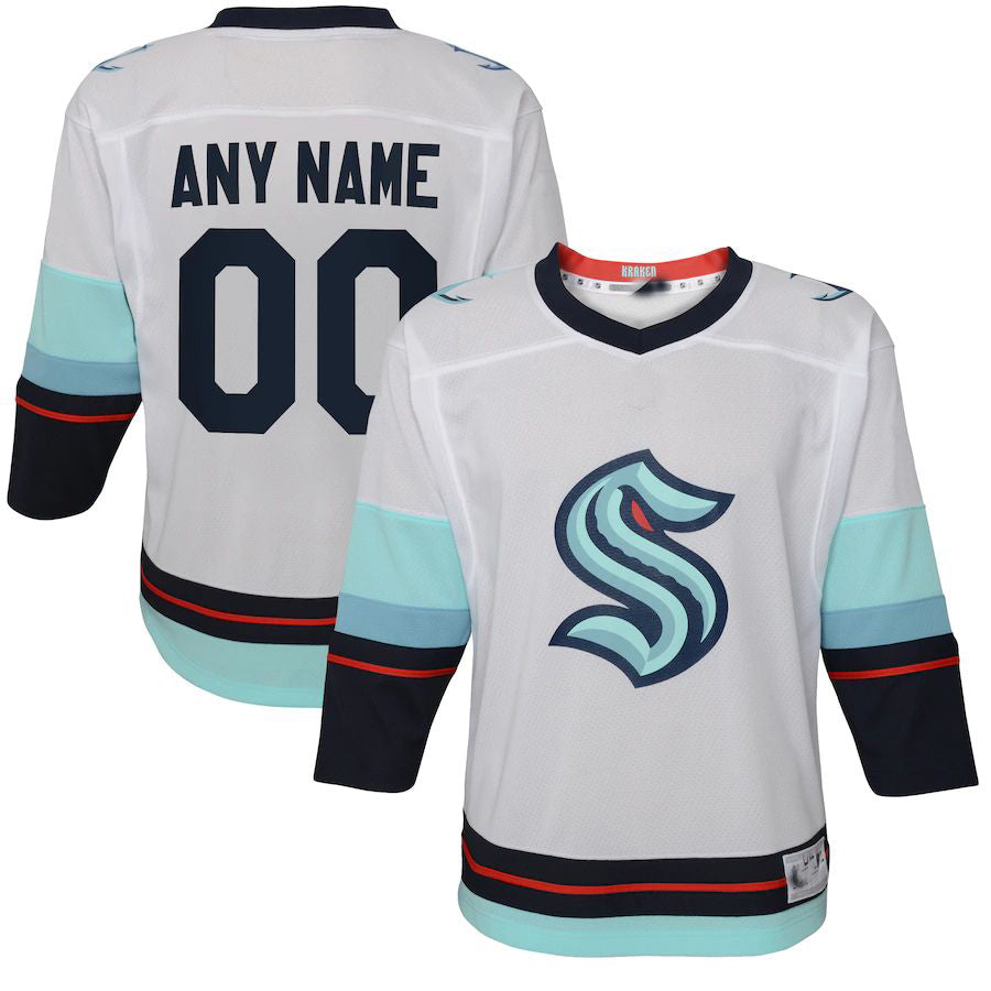 Custom S.Kraken Away Replica White Stitched American Hockey Jerseys CROVYIE