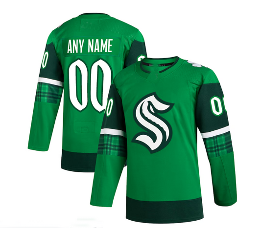 Custom S.Kraken 2023 St. Patrick's Day Primegreen Authentic Jersey - Kelly Green Stitched American Hockey Jerseys CROVYIE