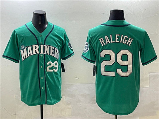 Seattle Mariners #29 Cal Raleigh Aqua Limited Stitched Baseball Jersey