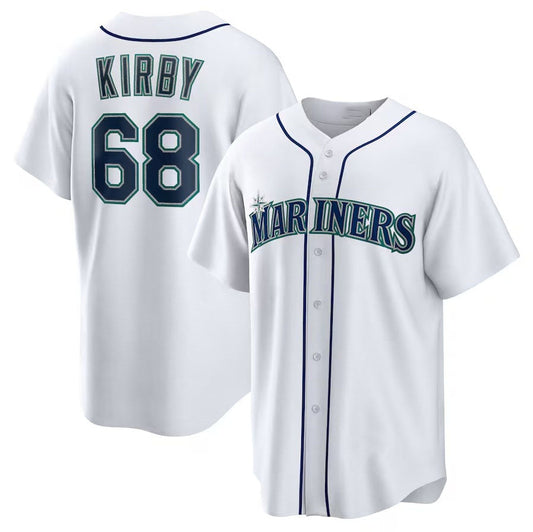 Seattle Mariners #68 George Kirby Home Replica Jersey - White Stitched Baseball Jersey