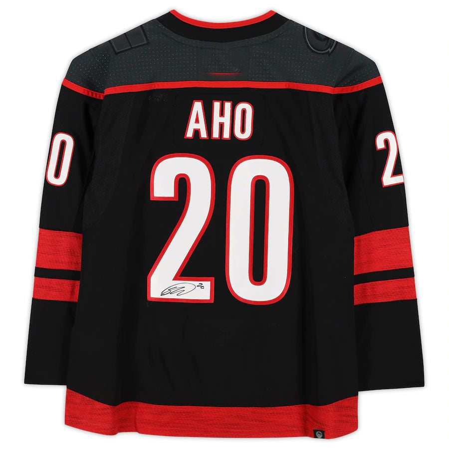 C.Hurricanes #20 Sebastian Aho Fanatics Authentic Autographed Black Alternate Jersey Black Stitched American Hockey Jerseys CROVYIE