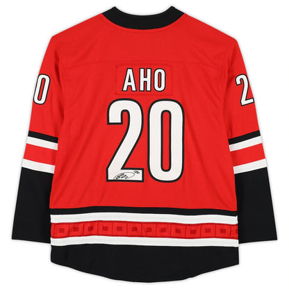 C.Hurricanes #20 Sebastian Aho Fanatics Authentic Autographed Fanatics Breakaway Jersey Red Stitched American Hockey Jerseys CROVYIE