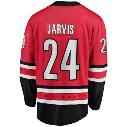 C.Hurricanes #24 Seth Jarvis Fanatics Branded Home Breakaway Player Jersey Red Stitched American Hockey Jerseys CROVYIE