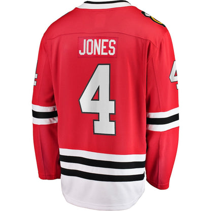 C.Blackhawks #4 Seth Jones Fanatics Fanatics Branded Home Breakaway Player Jersey  Red Stitched American Hockey Jerseys CROVYIE