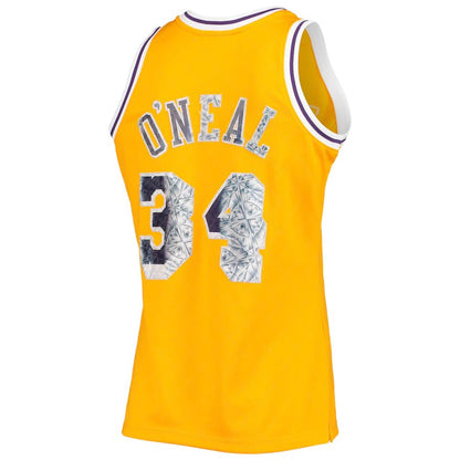 LA.Lakers #34 Shaquille O'Neal Mitchell & Ness 1996-97 Hardwood Classics 75th Anniversary Diamond Swingman Jersey Gold Stitched American Basketball Jersey